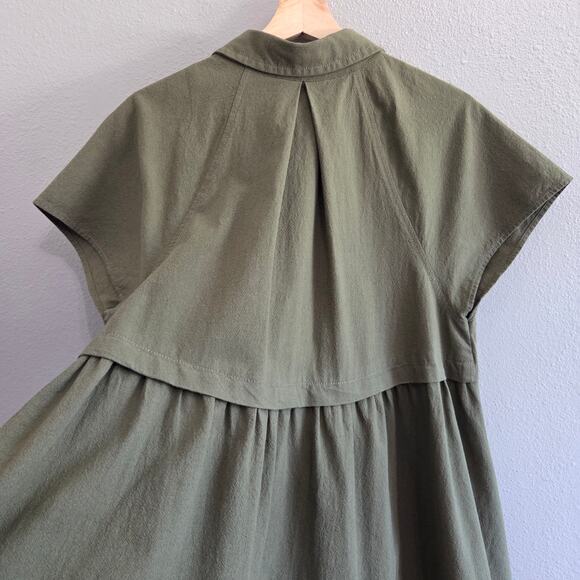 Free People Ronnie Cotton Poplin Mini Shirtdress, Oversize Fit, Green - Picture 7 of 12